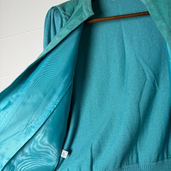 St.Croix Knits Jacket, Blouse, Skirt Set Women's Wool Ultrasuede Cardigan 12, 36 - Picture 4 of 15